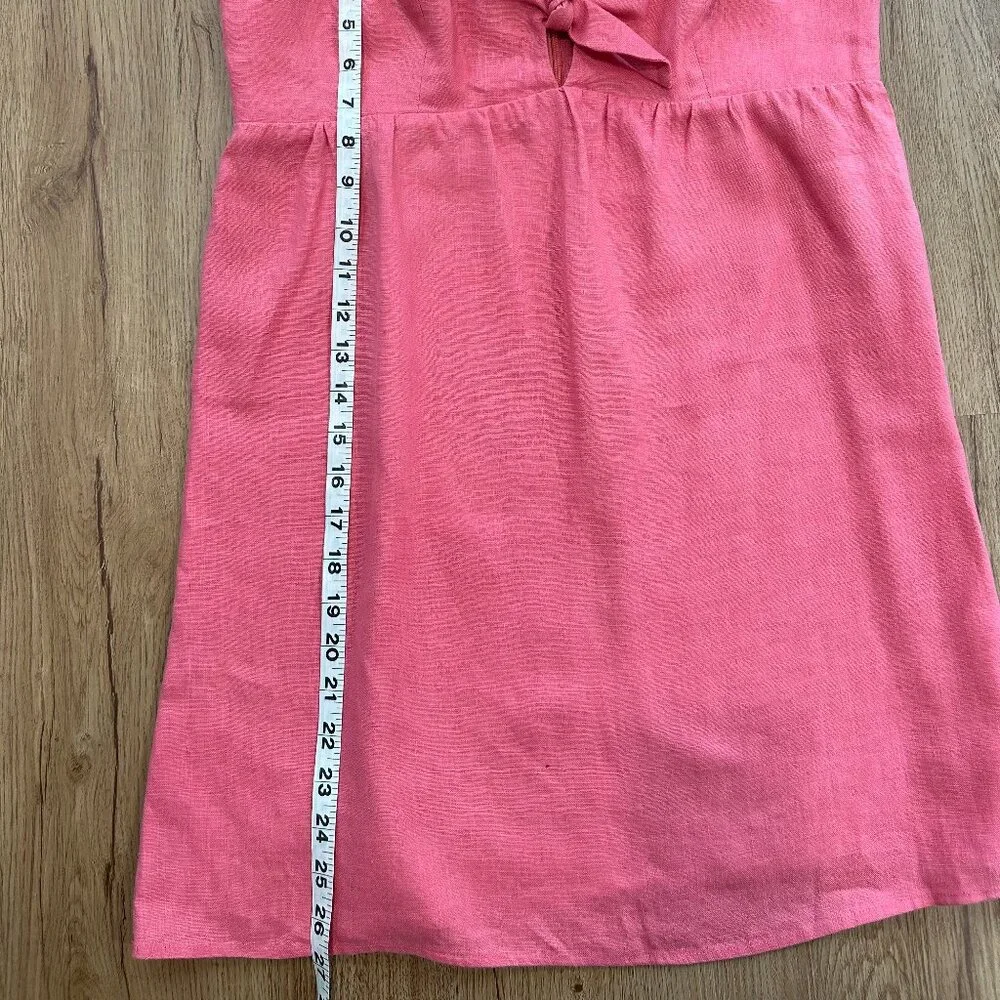 Reformation Ryland Linen Mini Dress Pink Bow Tie Front Slip Dress Size 6 - Picture 10 of 10